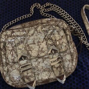 Silver chain metallic stud purse